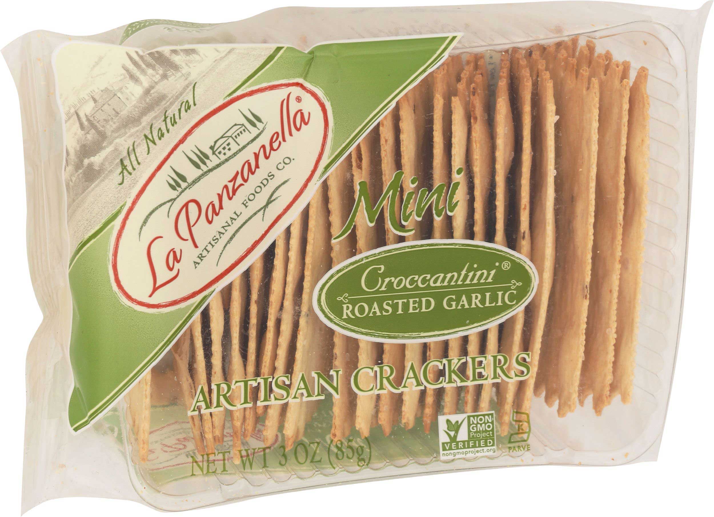 La Panzanella Croccantini Mini Roasted Garlic Artisan Crackers, 3 Ounce -- 12 per case
