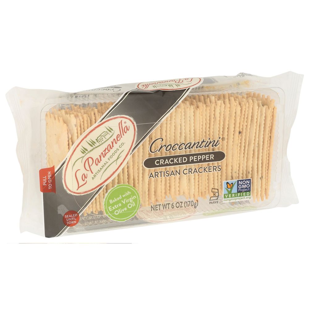 La Panzanella Croccantini Cracked Pepper Artisan Cracker, 6 Ounce -- 12 Per Case
