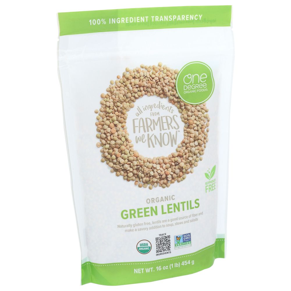 One Degree Organic Green Lentils, 16 Ounce -- 6 Per Case