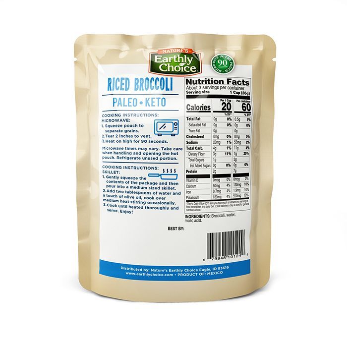 Natures Earthly Choice Microwaveable Riced Broccoli, 8.5 Ounce -- 6 per case