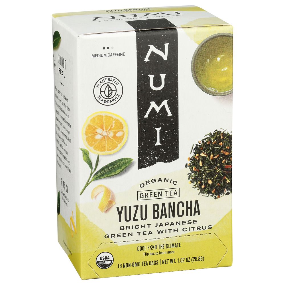 Numi Organic Yuzu Bancha Roasted Japanese Green Tea With Citrus, 16 Tea Bags -- 6 Per Case