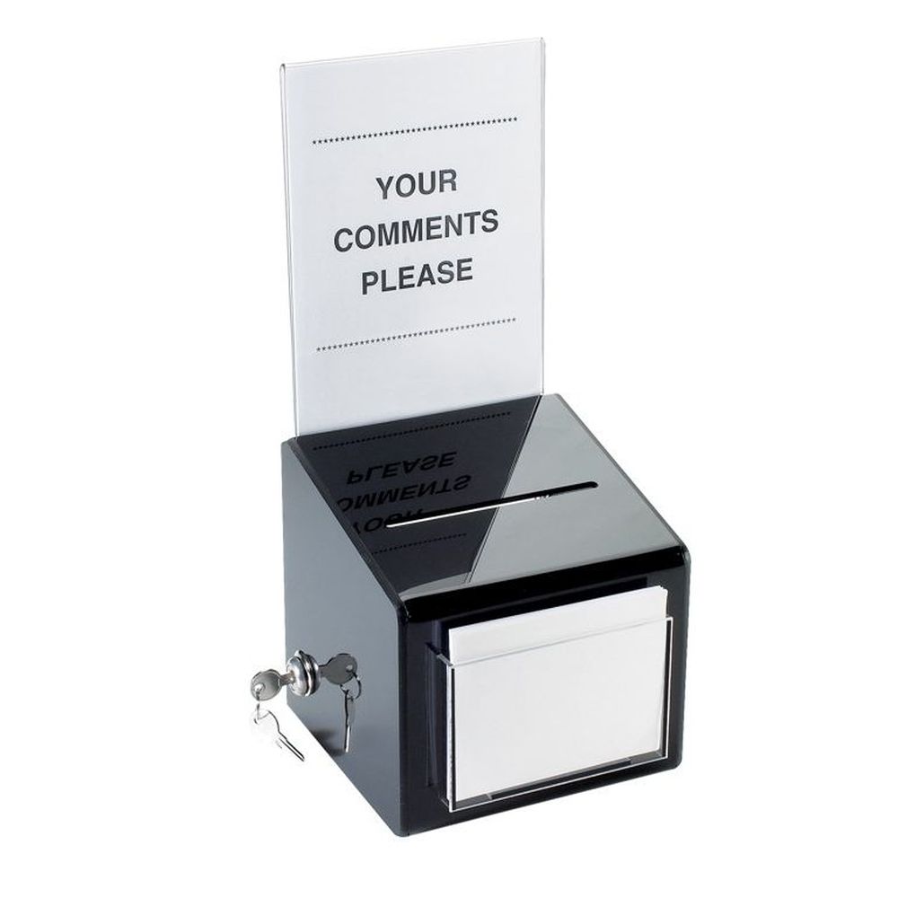 Cal-mil Black Suggestion Box With Key, 7 X 7 X 16 Inch