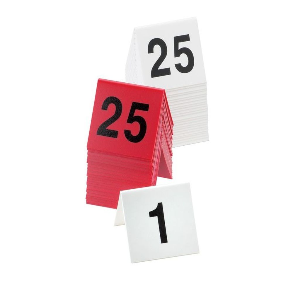 Cal-mil Red / Black Double-sided 51 To 75 Number Table Tent, 3 X 3 Inch