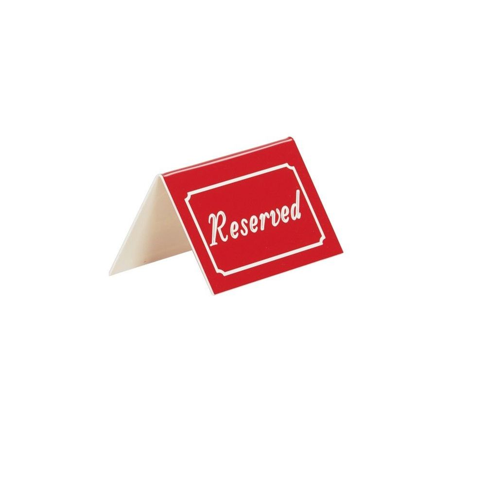 Cal-mil Red With White Double-sided Reserved Tent Sign, 5 X 1 X 3 Inch