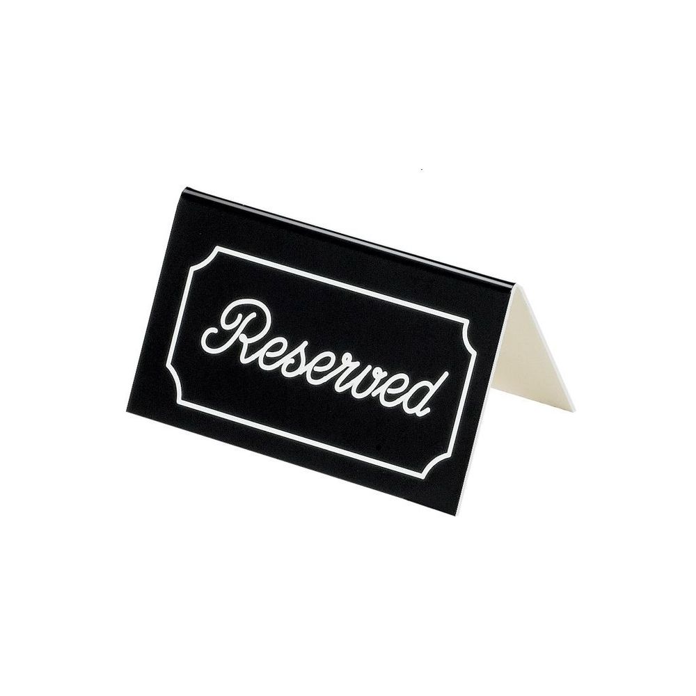 Cal-mil Black With White Double-sided Reserved Tent Sign, 5 X 1 X 3 Inch -- 12 Per Case