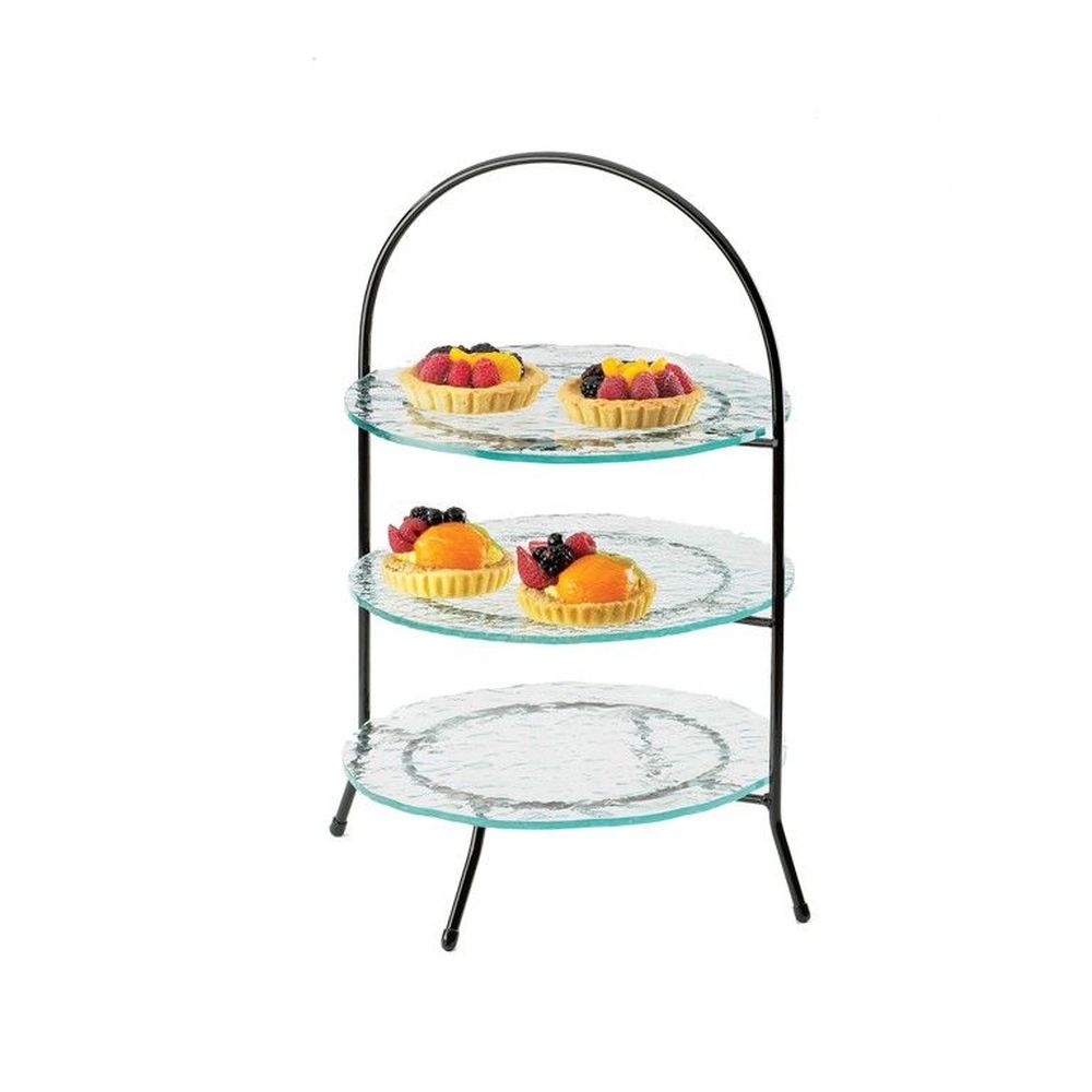 Cal-mil Iron Three Tier Black Bowl And Plate Display, 11.75 X 11.75 X 20 Inch