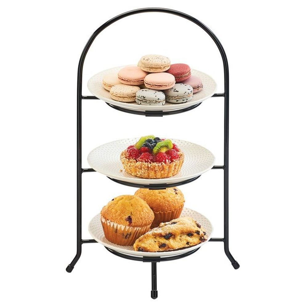 Cal-mil Iron Three Tier Black Bowl And Plate Display, 8.75 X 8.75 X 18 Inch