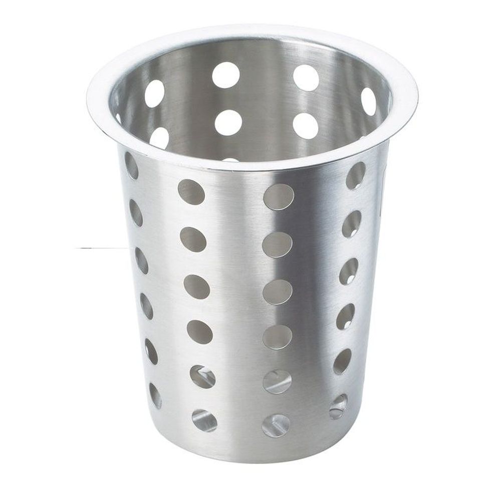 Cal-mil Perforated Stainless Steel Cylinder For Flatware Or Condiment Display, 4.50in L X 4.50in W X 5.50in H