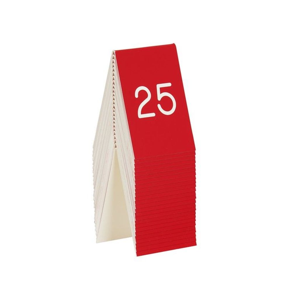 Cal-mil Red With White Engraved 1 To 25 Number Tent Set, 3.5 X 5 Inch