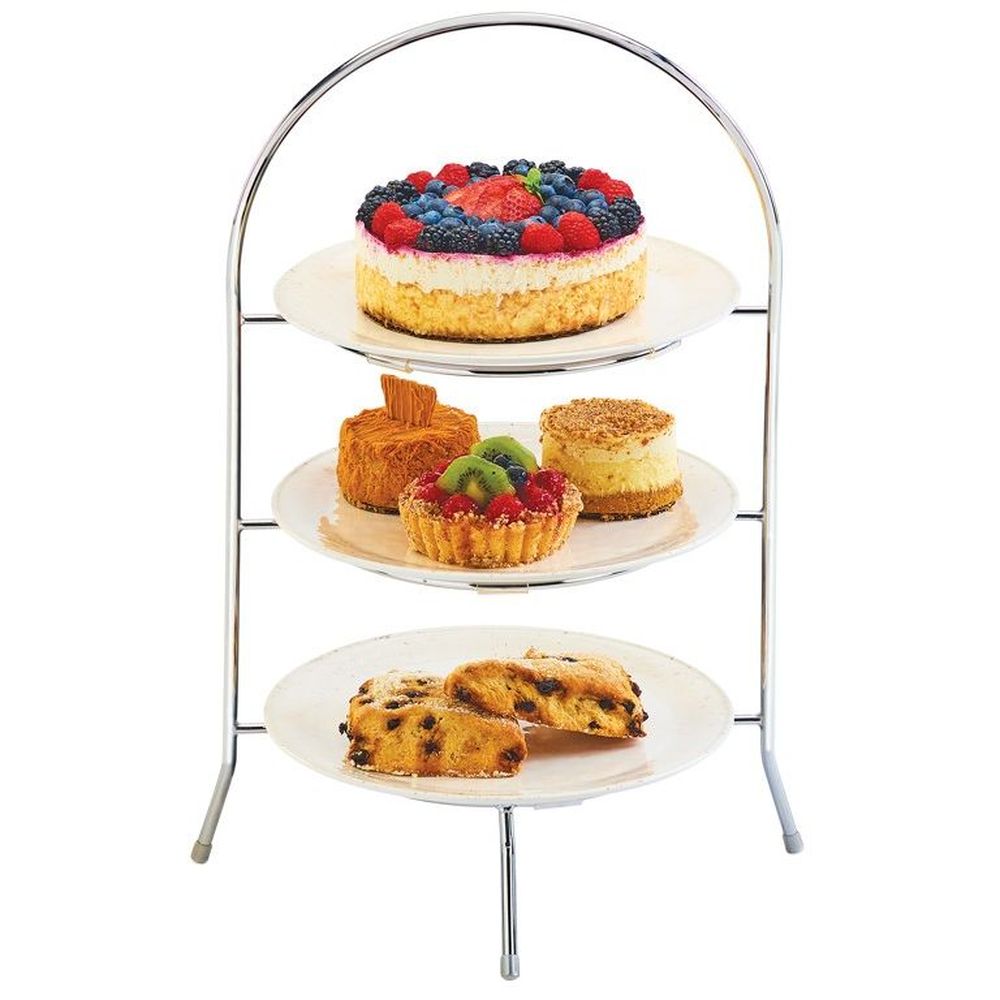 Cal-mil Iron Three Tier Chrome Bowl And Plate Display, 11.75 X 11.75 X 20 Inch