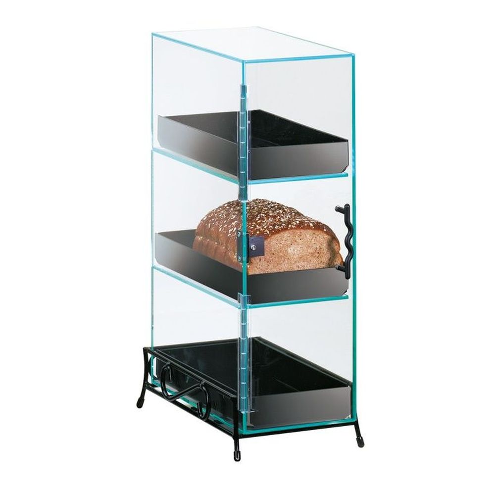 Cal-mil Classic 3 Tier Bread Display Case With Black Tray, 7 X 13 X 21 Inch