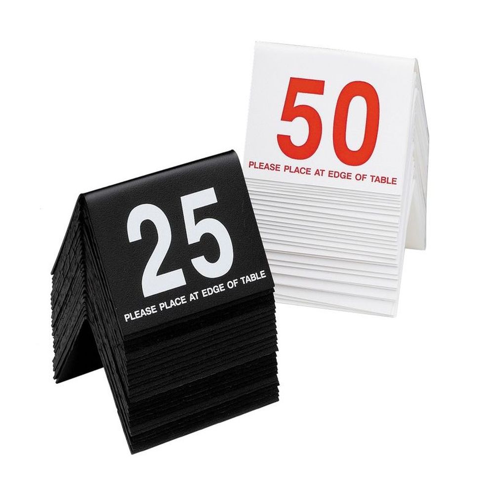Cal-mil Black With White 26 To 50 Double-sided Number Table Tents, 3.5 X 2 X 3 Inch