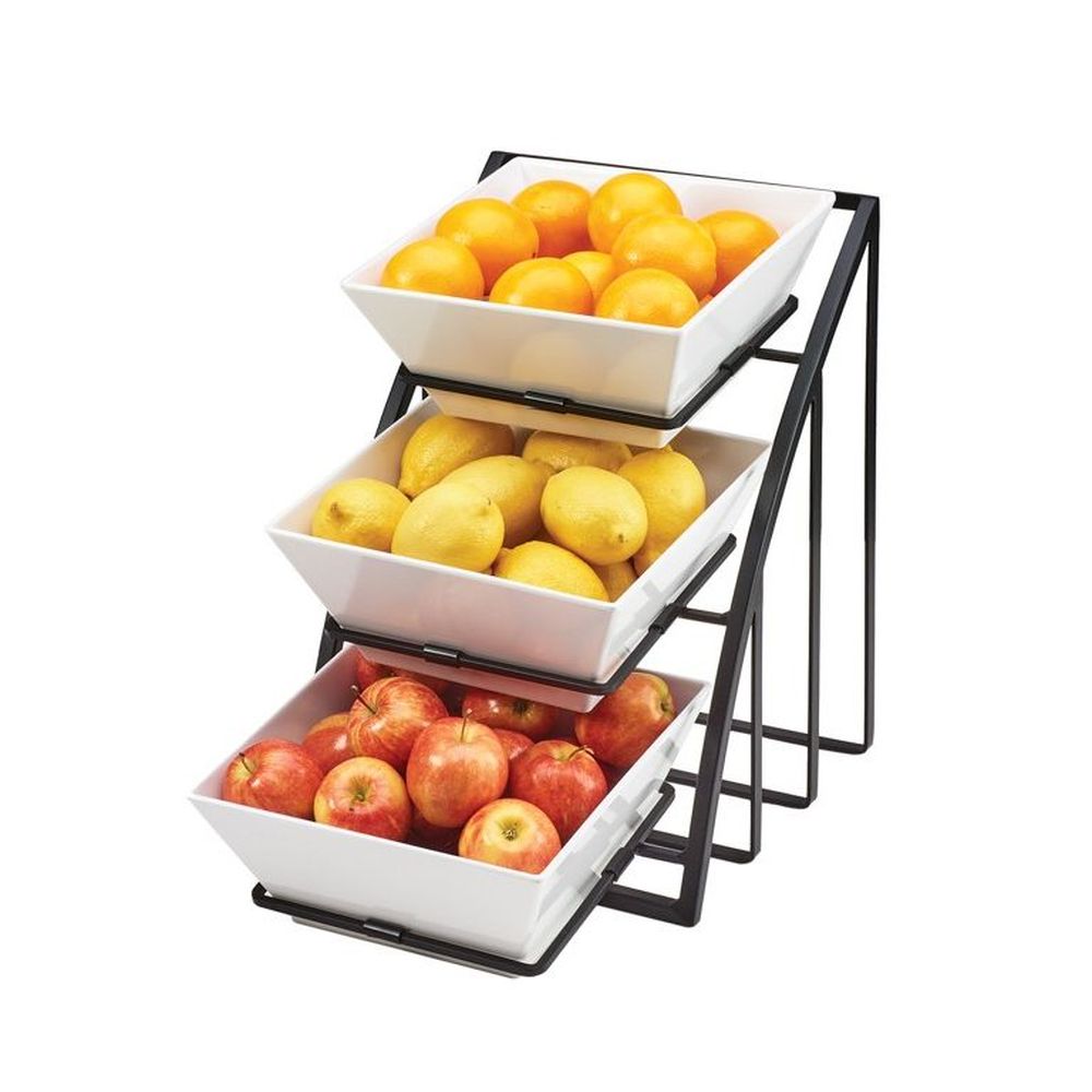 Cal-mil 3 Tier Black Mission Square Bowl Display, 12 X 19 X 13.5 Inch