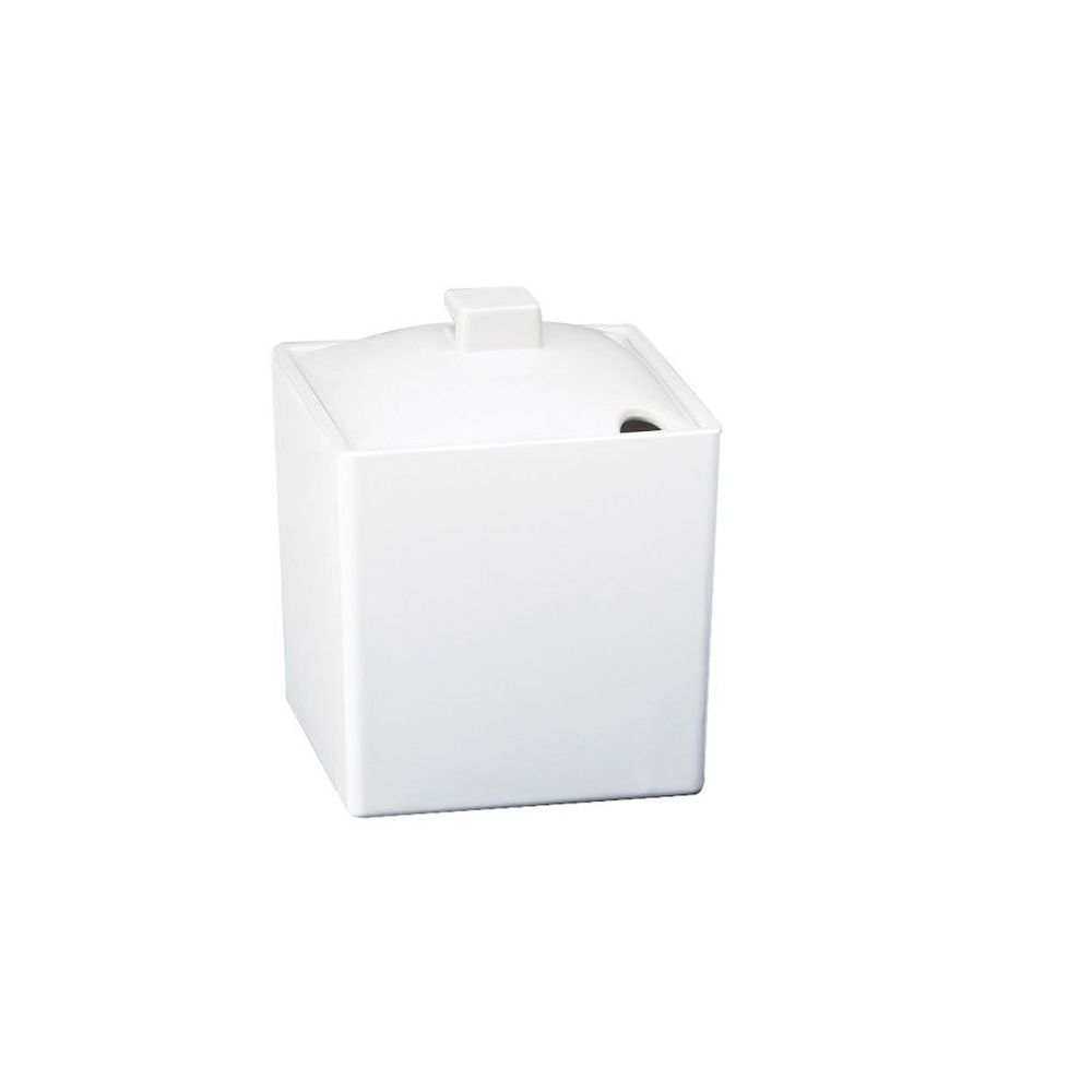 Cal-mil Eco Modern White Melamine Square Jar With Notched Lid, 4 X 4 X 4 Inch