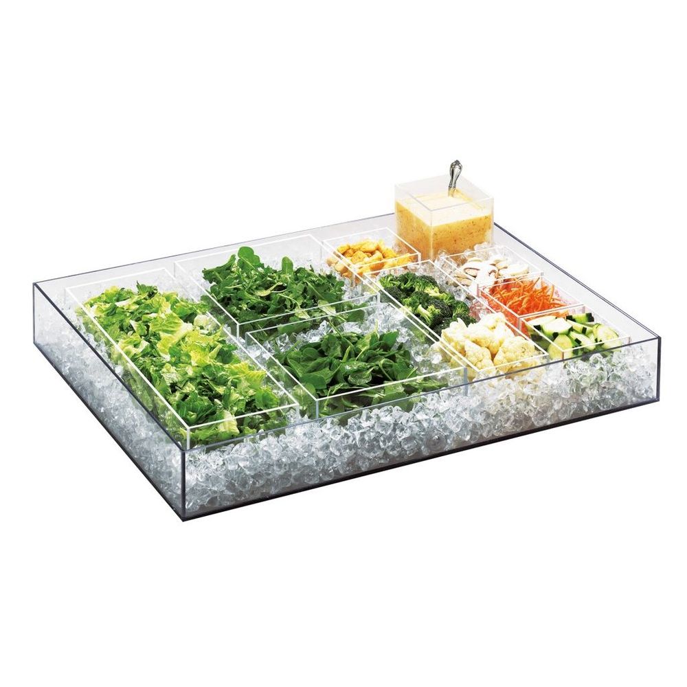 Cal-mil Clear Salad Bar Ice Housing With Drain Kit, 24 X 32 X 4.25 Inch