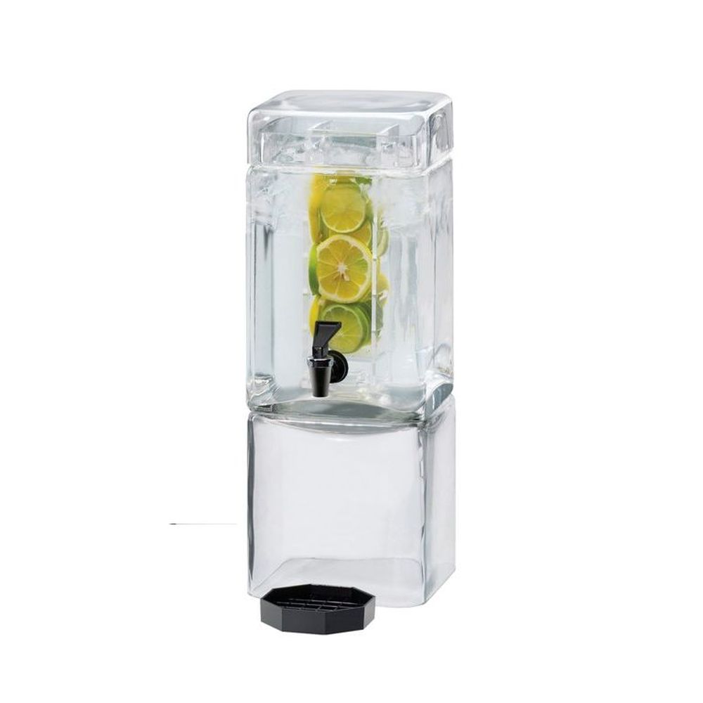 Cal-Mil 1.5 Gallon Square Glass Beverage Dispenser with Infusion Chamber, 7.125 x 9.125 x 18.375 inch