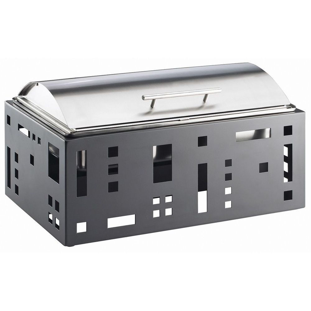 Cal-mil Squared 9 Quart Black Roll Top Chafer, 23 X 15 X 16 Inch