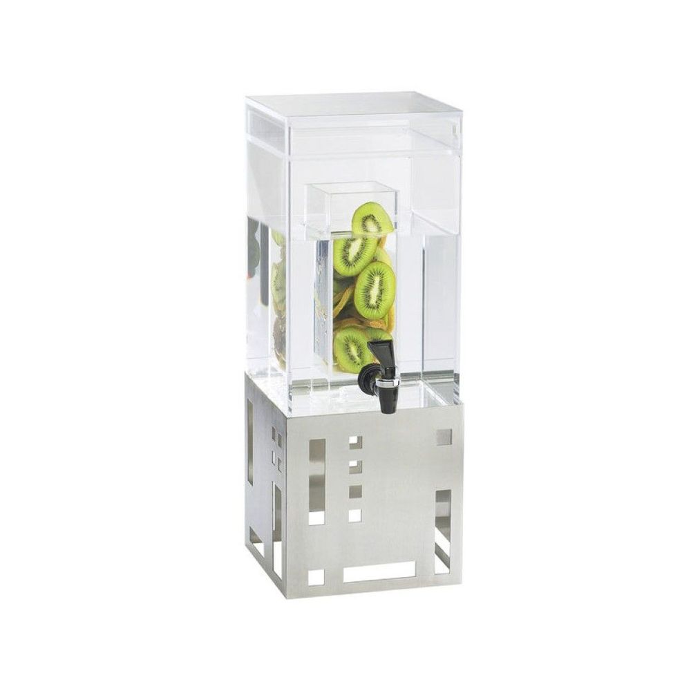 Cal-mil Squared 1.5 Gallon Stainless Steel Beverage Dispenser With Infusion Chamber, 7.5 X 9.5 X 17.75 Inch