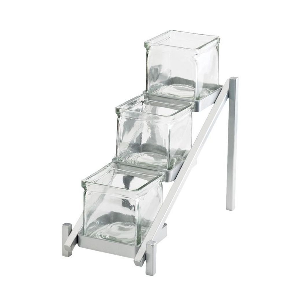 Cal-Mil Silver One by One Glass Jar Display, 6.25 x 13.25 x 11.375 inch