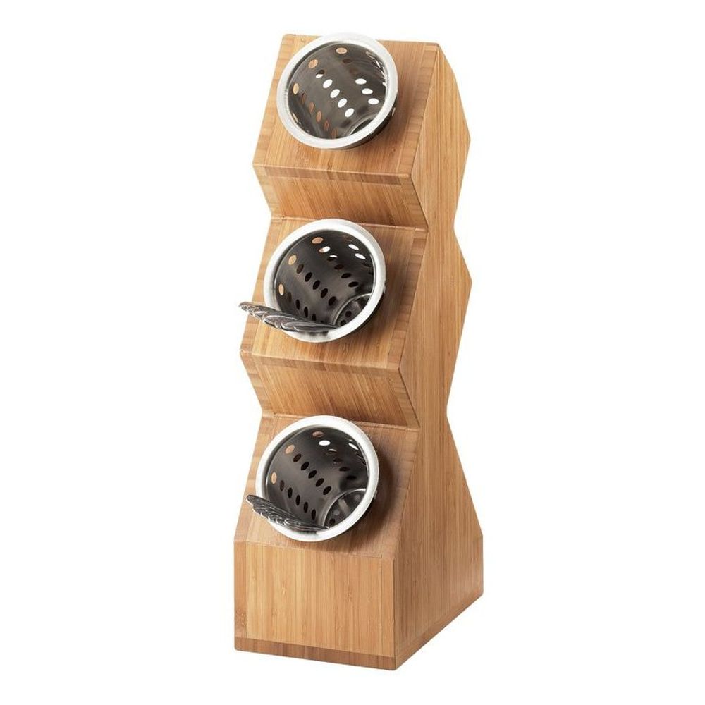 Cal-mil Classic Bamboo 3-cylinder Vertical Flatware / Condiment Display, 6.25 X 9.38 X 22.63 Inch