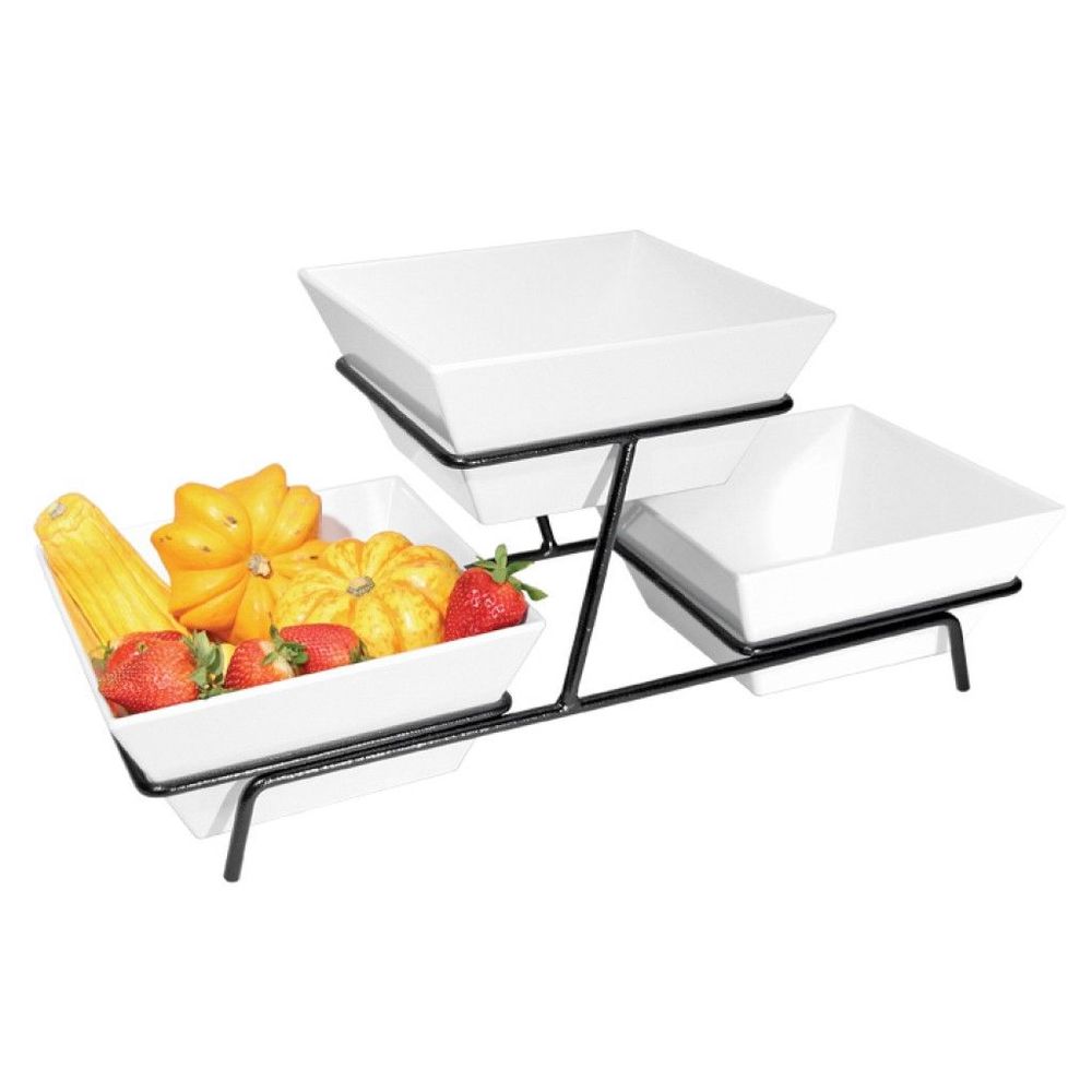 Cal-mil Melamine 2 Tier 3 Bowl Display, 9 X 25 X 11 Inch