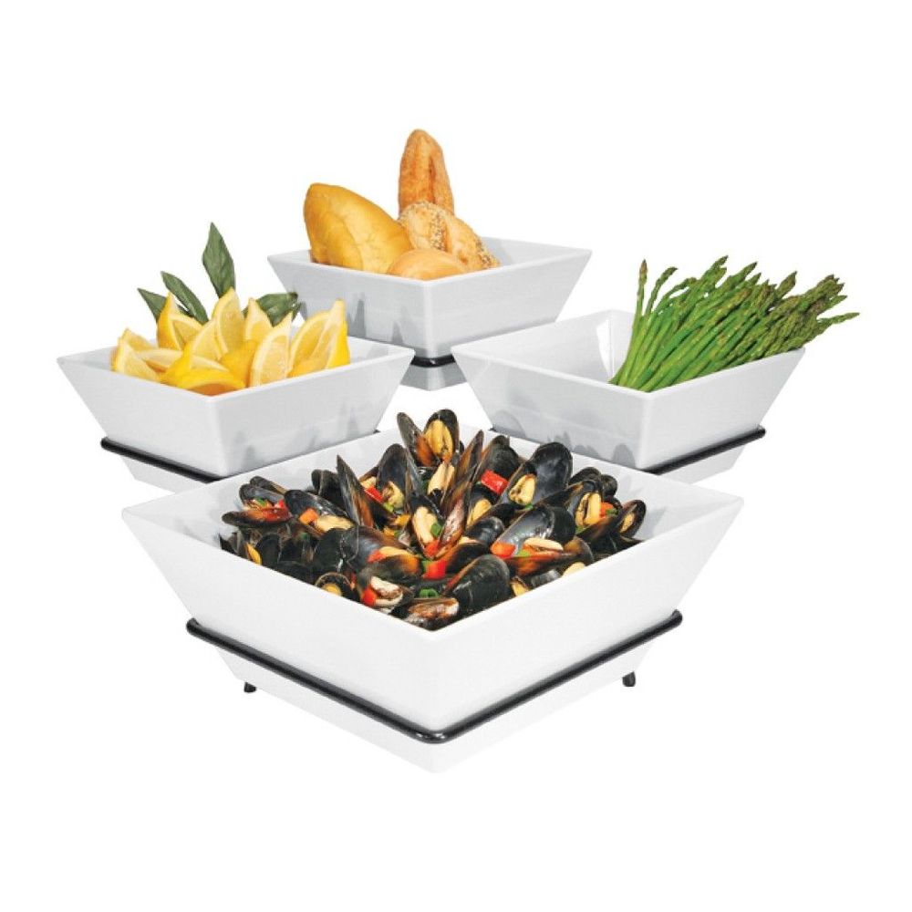 Cal-mil Melamine 4 Bowl Square Display, 11 X 22 X 8 Inch