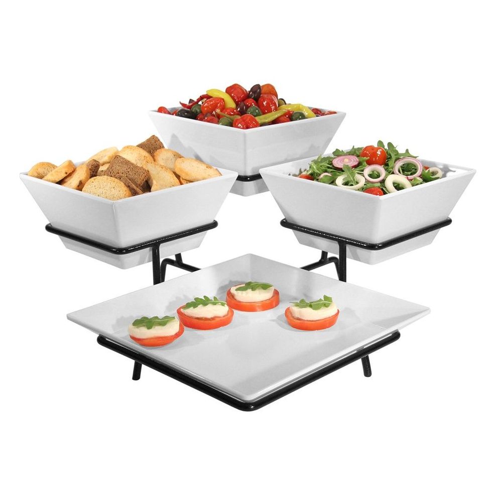 Cal-mil Melamine Platter And Square Bowl Display, 19.5 X 19.5 X 11 Inch