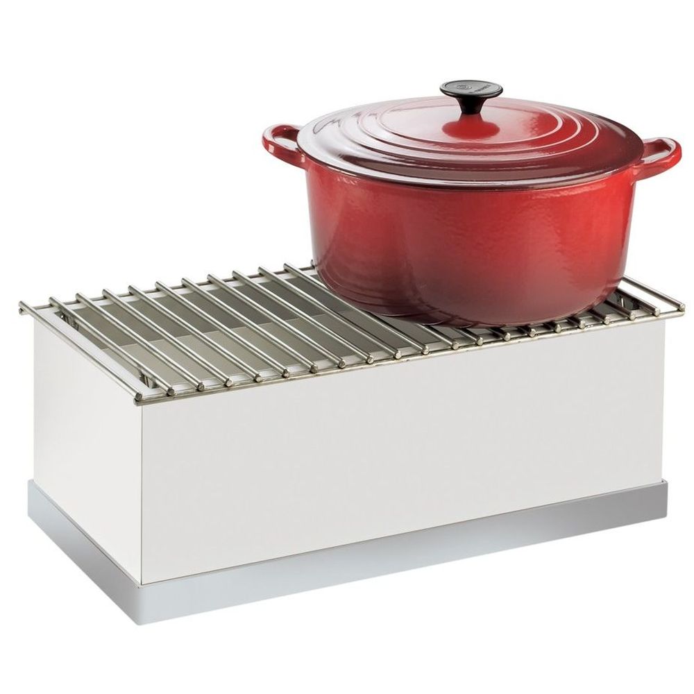 Cal-mil Luxe White Metal And Stainless Steel Chafer Alternative, 22 X 12 X 8.5 Inch