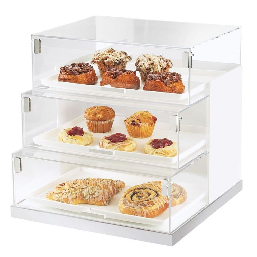 Cal-mil Luxe Stainless Steel Trim Three Tier Bakery Display Case, 19 X 20 X 19 Inch