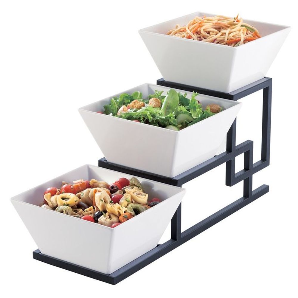 Cal-mil Union 3 Step Square Melamine Bowl Display, 6.5 X 19 X 12 Inch