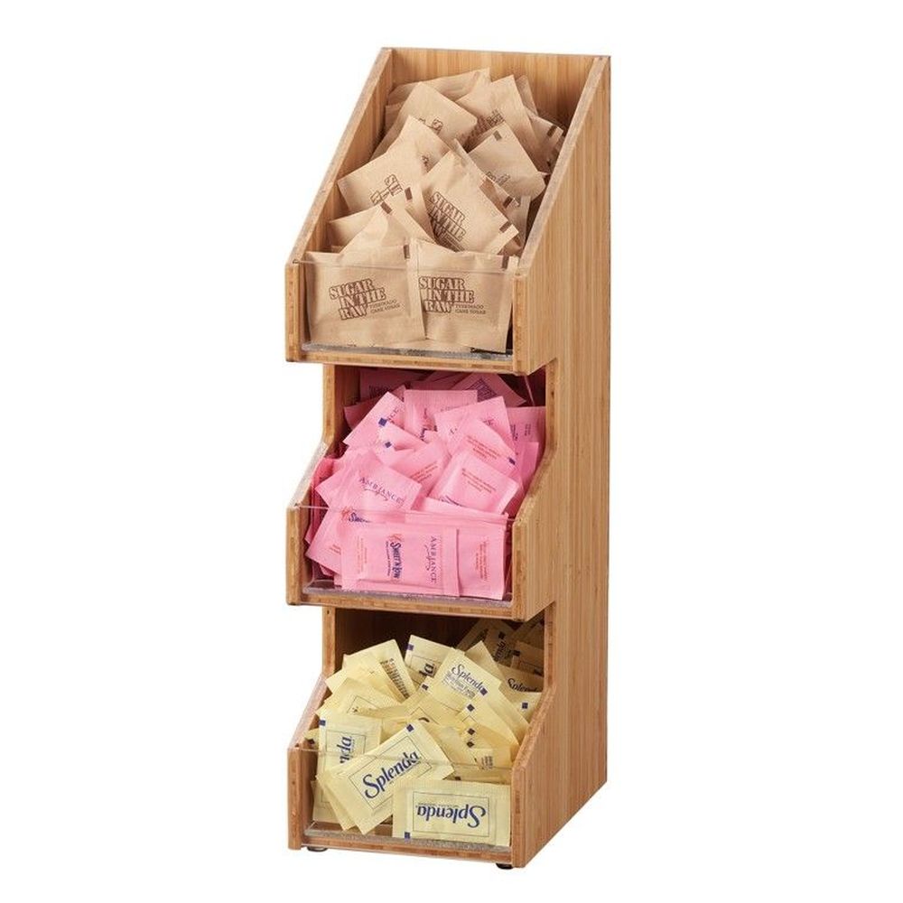 Cal-mil Bamboo 3 Tier 3 Bin Condiment Display With Clear Bin Face, 7 X 5 X 16 Inch