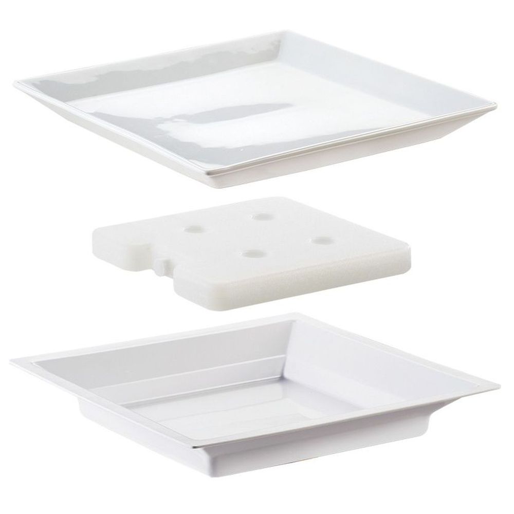Cal-mil Cold Concept Square Porcelain Plate With Liner And Cold Pack, 12 X 12 X 2 Inch