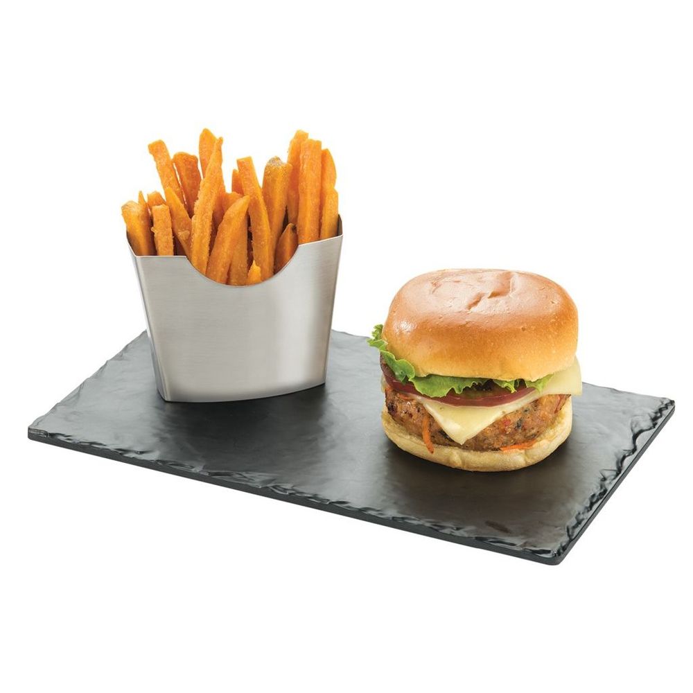 Cal-Mil Melamine Faux Black Slate Rectangular Serving Platter, 12 x 7 x .50 inch -- 6 per case