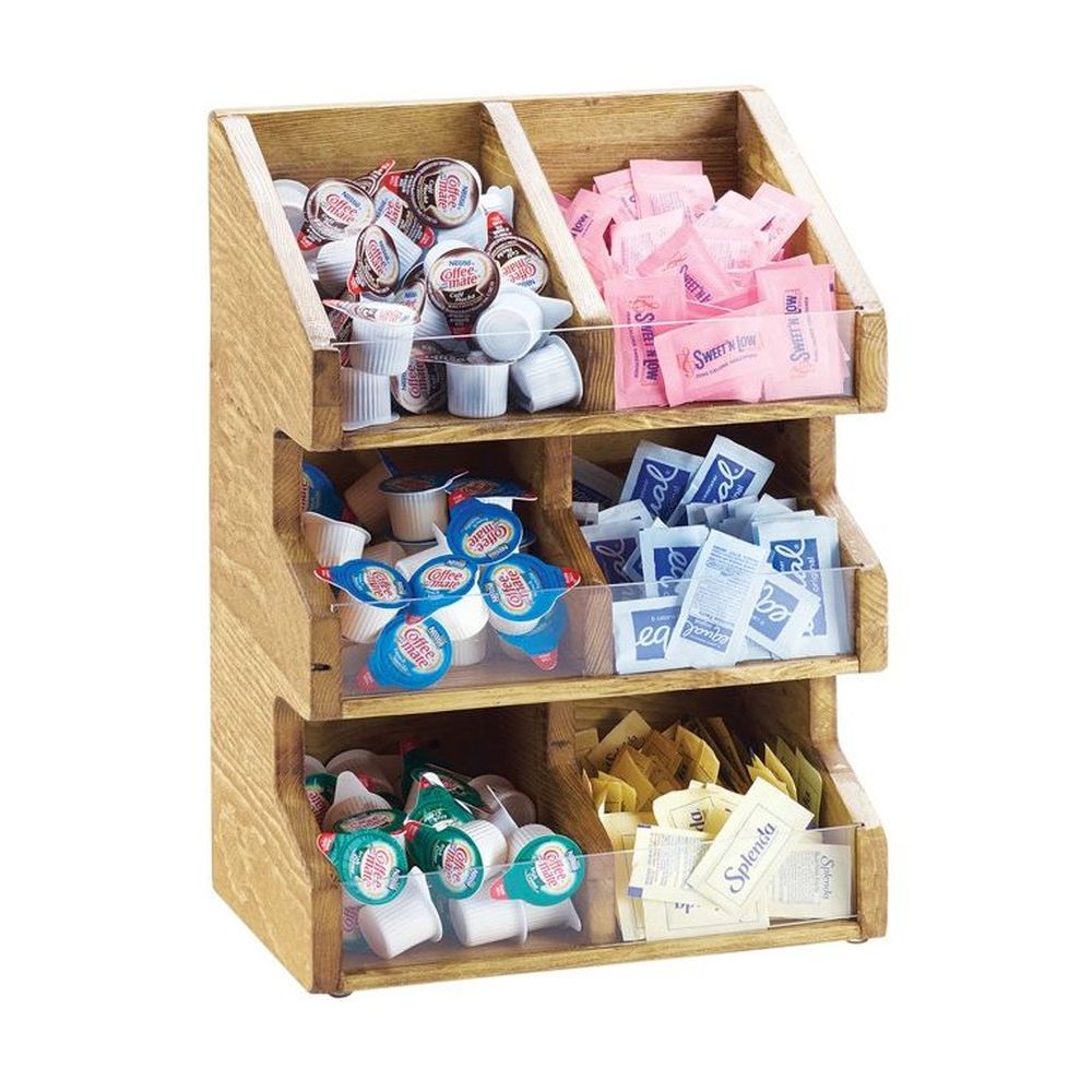 Cal-mil Madera Reclaimed Wood 3 Tier 6 Bin Compartment Condiment Display With Clear Bin Face, 11 X 7 X 16 Inch