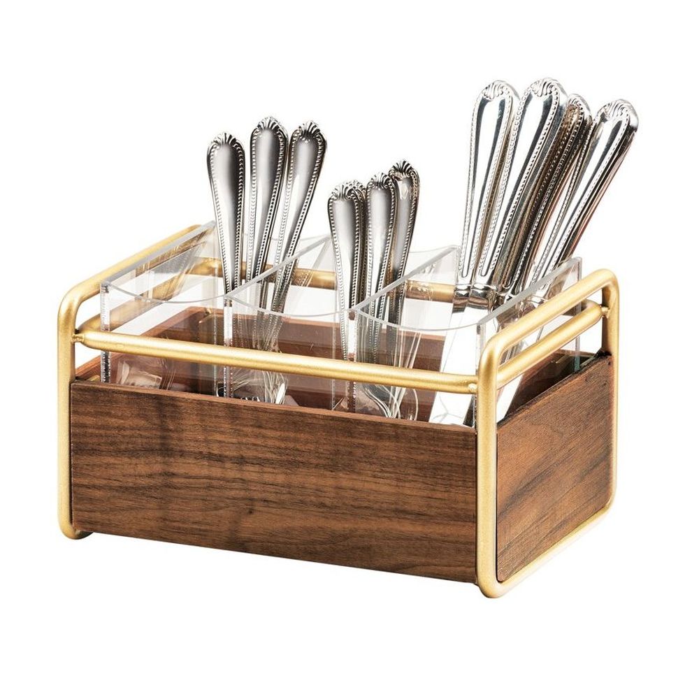 Cal-mil Brass Mid Century Flatware Organizer, 9.5 X 6.5 X 5.5 Inch