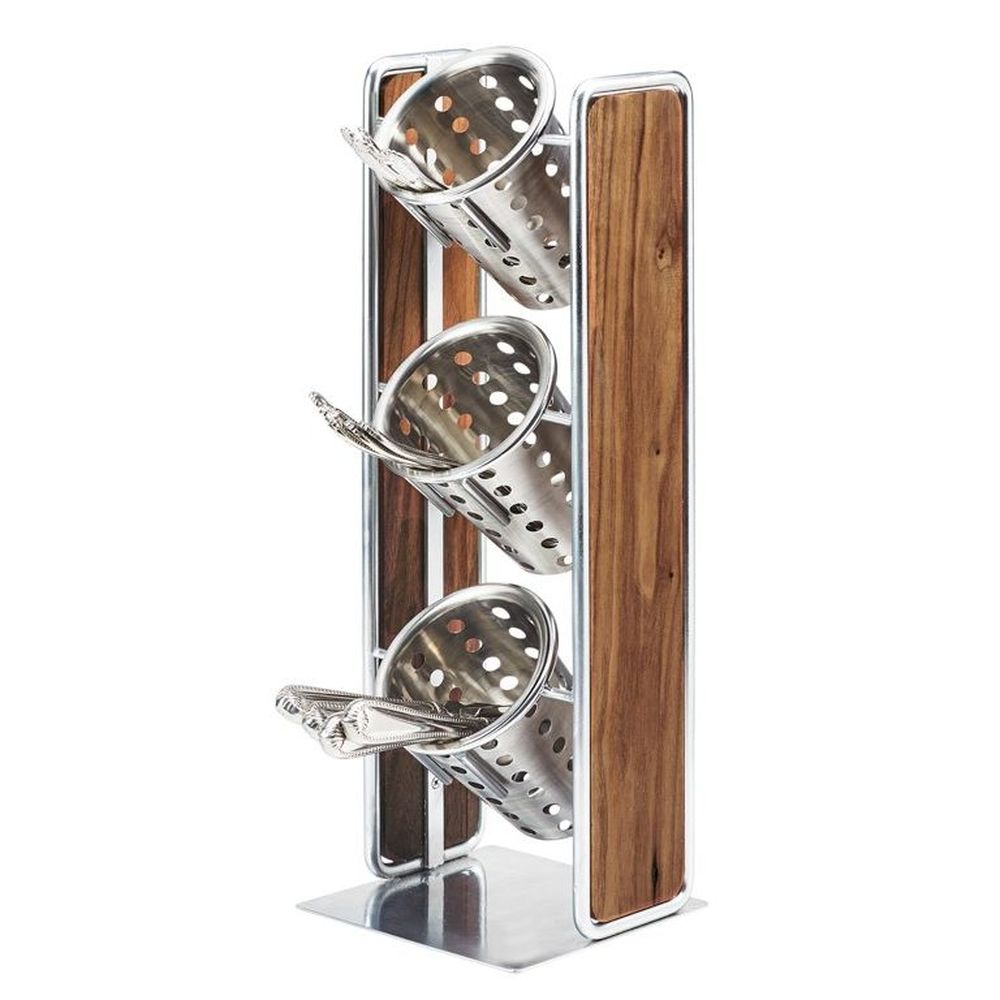 Cal-mil Chrome Mid Century 3 Section Cylinder Display, 6.5 X 6.5 X 19.5 Inch