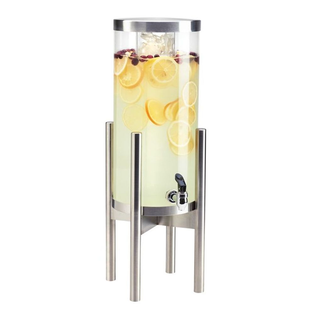 Cal-mil 3 Gallon Round Beverage Dispenser With Stainless Steel Base And Ice Chamber, 12 X 12 X 26 Inch