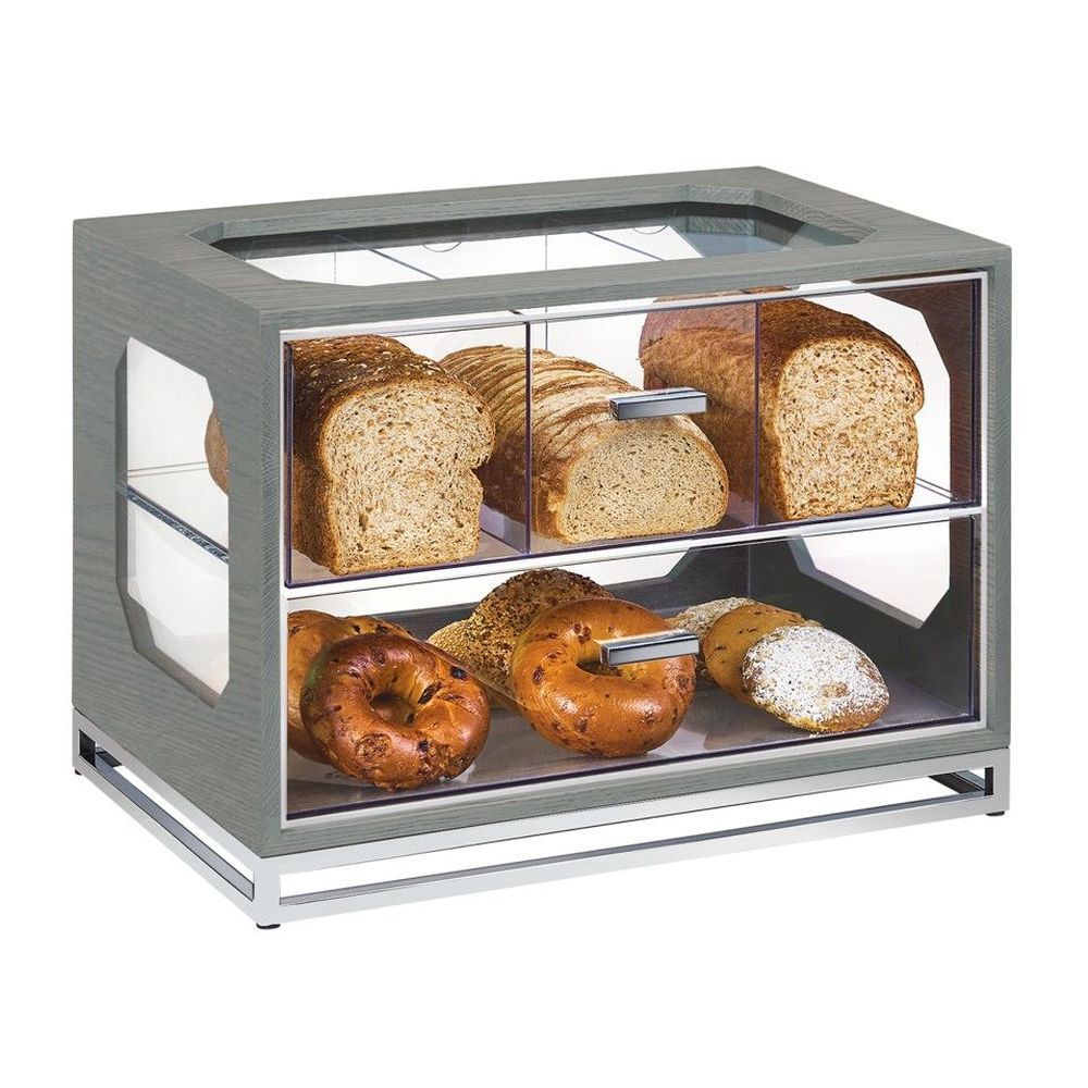 Cal-mil Oak Ashwood Gray 4 Section Bread Display, 20 X 13.5 X 15 Inch