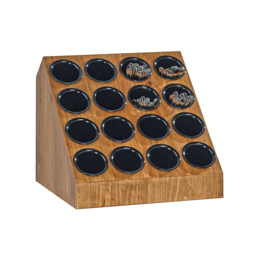 Exhibidor De 16 Cilindros Para Cubiertos / Condimentos Cal-mil Madera, 19.75 X 18.5 X 18.5 Pulgadas