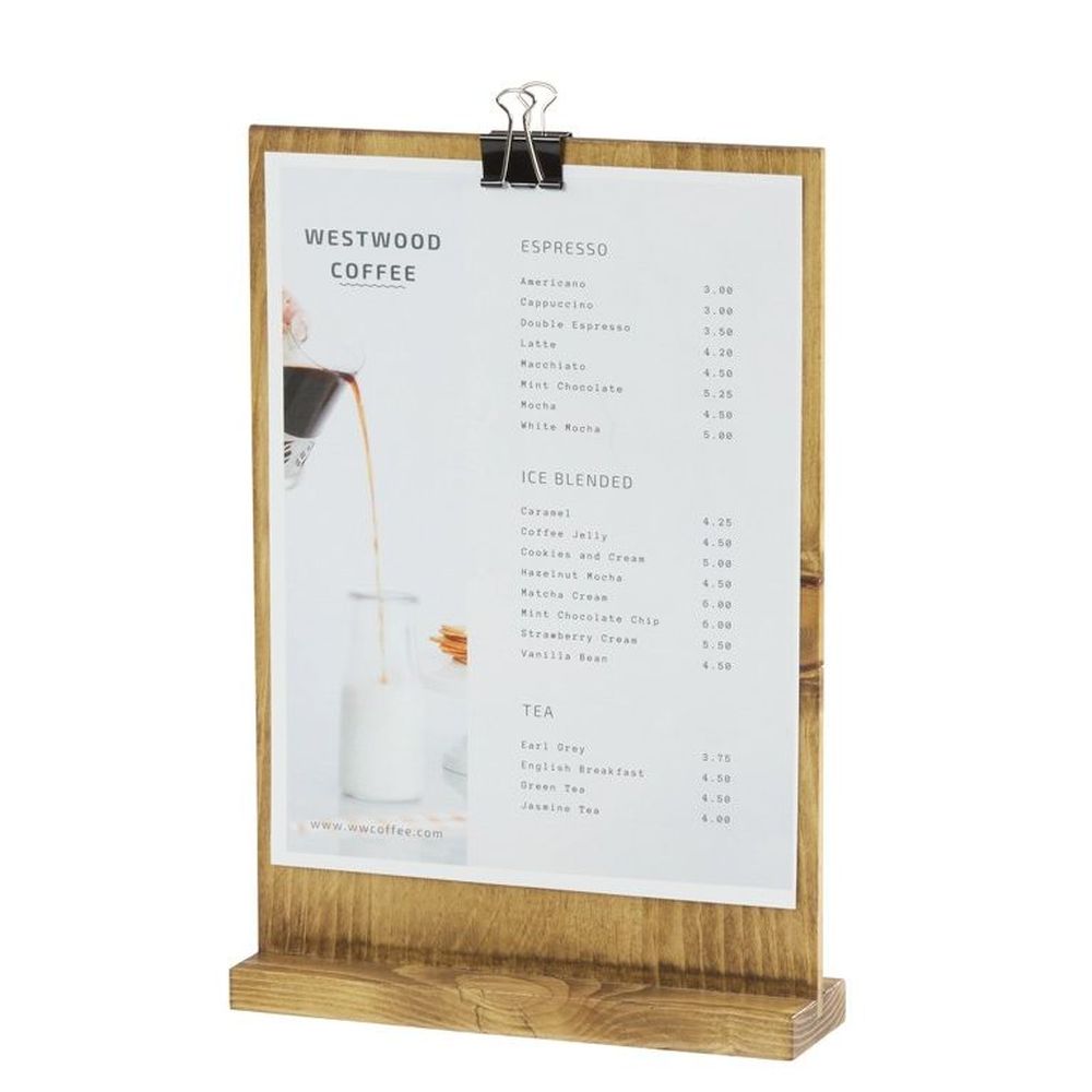 Cal-mil Madera Pine Wood Clipboard Menu Holder, 9.25 Inch Width X 2.5 Inch Depth X 13.5 Inch Height
