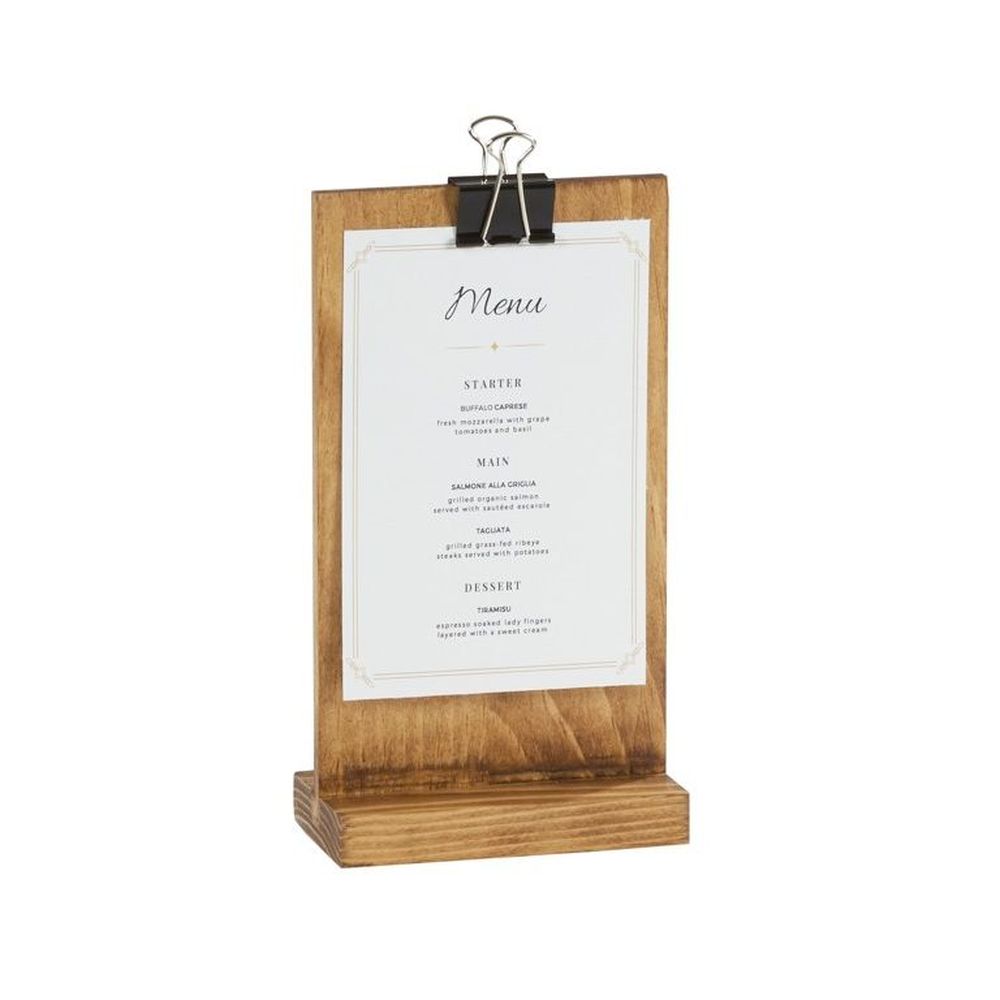 Cal-mil Madera Pine Wood Clipboard Menu Holder, 4.5 Inch Width X 2.5 Inch Depth X 8.5 Inch Height -- 6 Per Case