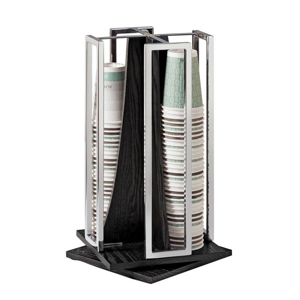Revolving Tea Cup Set Cal-Mil Cinderwood Black Metal Frame Revolving Cup and Lid Organizer ...