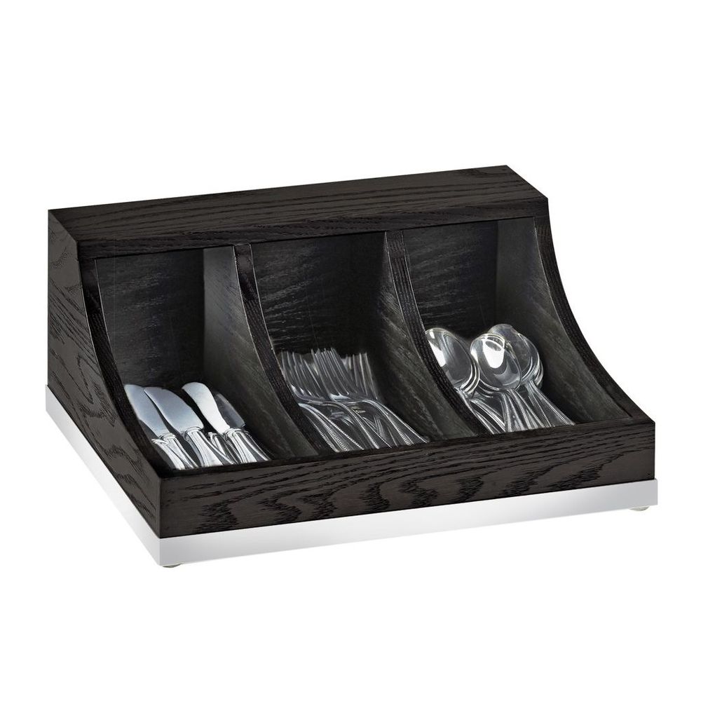 Cal-mil Oak Cinderwood Gray 3 Section Flatware Organizer, 13.75 X 11.5 X 3.125 Inch