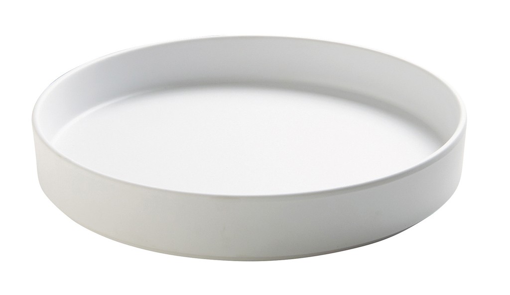 Cal-Mil Hudson White Raised Rim Melamine Plate, 12 inch Dia. x 1.5 inch Height