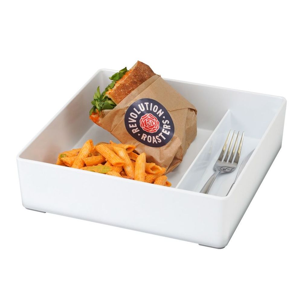Cal-Mil White Melamine Bento Box, 10 inch Width x 10 inch Depth x 2.75 ...