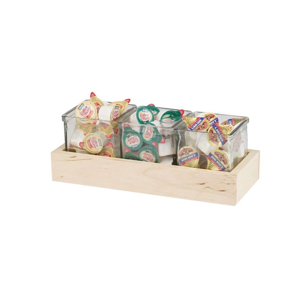 Cal-mil Blonde Condiment Organizer With 3 Glass Jar, 5 Inch Width X 12.75 Inch Depth X 4.5 Inch Height