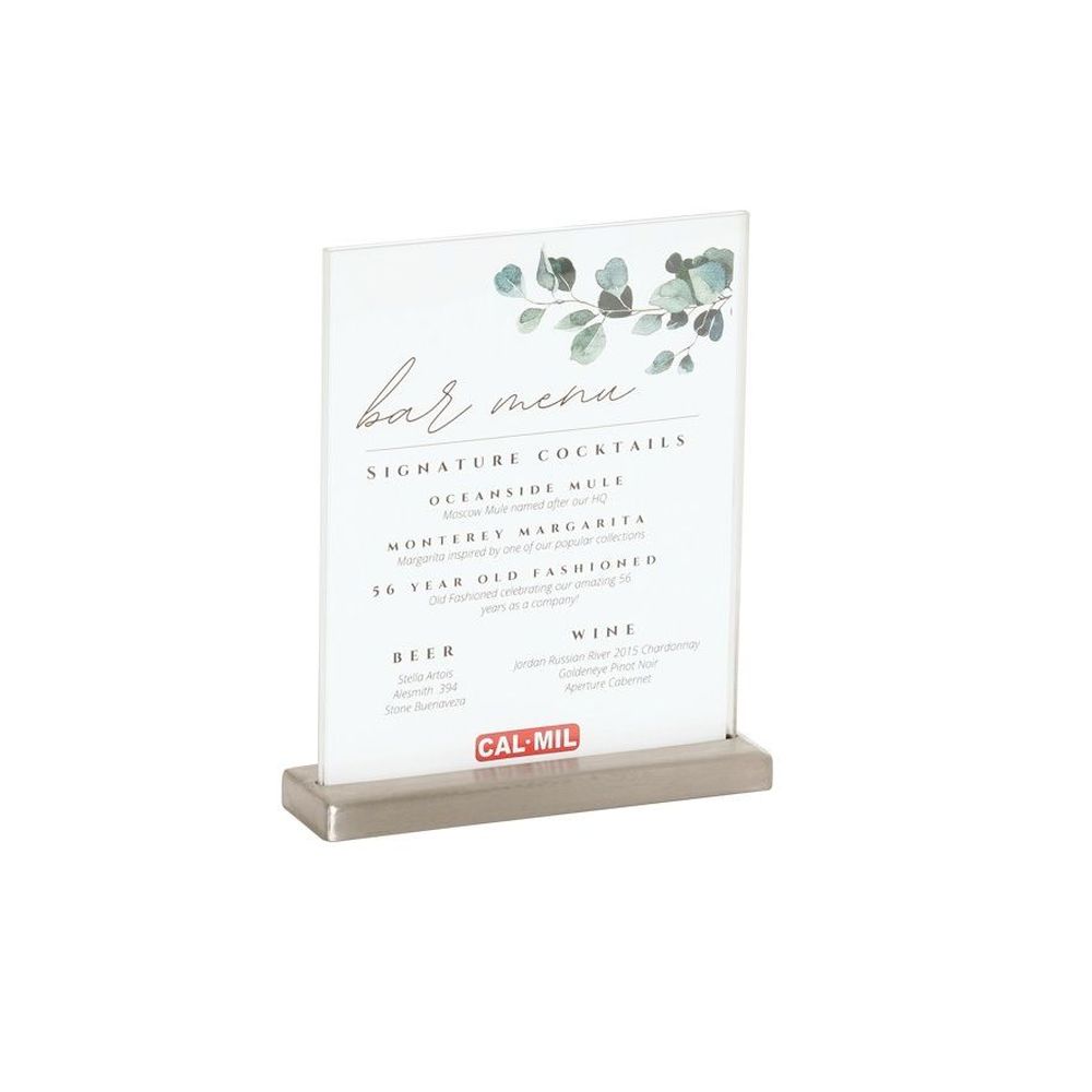 Cal-mil Stainless Modern Sign Holder, 9.25 Inch Width X 2.625 Inch Depth X 11.25 Inch Height