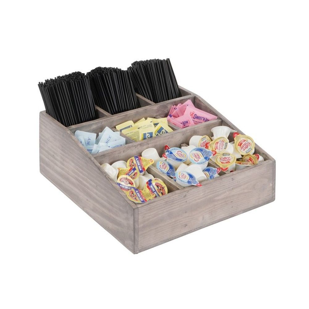 Cal-Mil Aspen Gray-Washed Pine Wood Condiment Organizer, 12 inch Width x 12 inch Depth x 5.5 inch Height