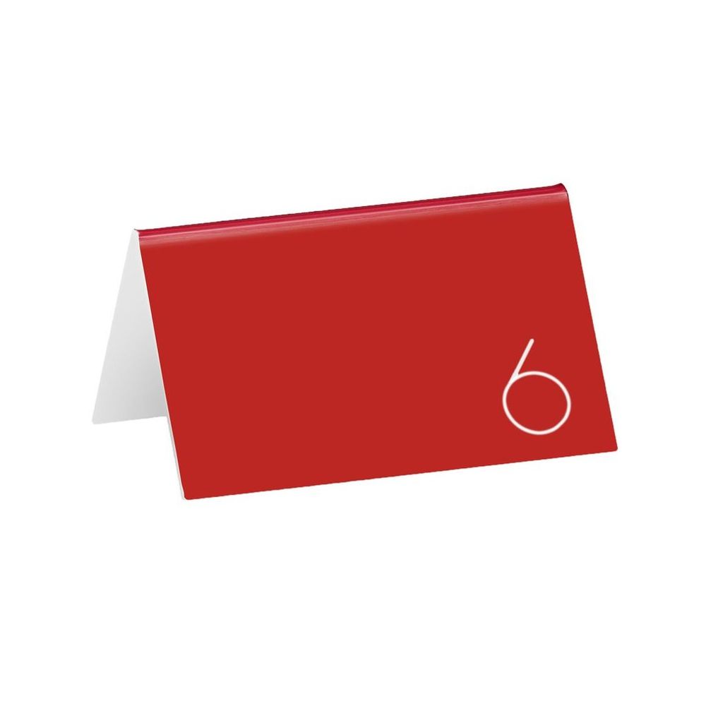 Cal-mil Red / White Double-sided Number Table Tent, 5 Inch Width X 3 Inch Height