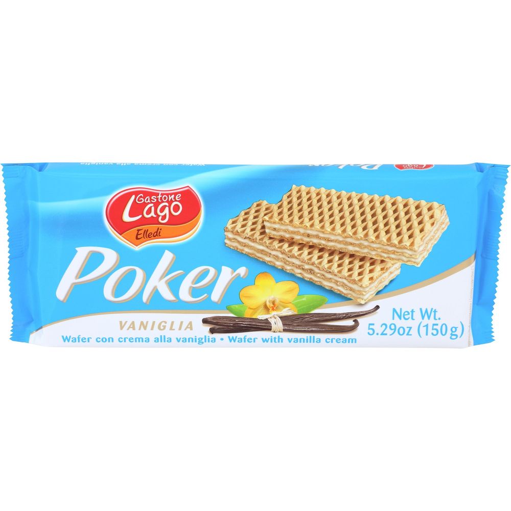 Gastone Lago Poker Cookie Vanilla Cream Wafer, 5.29 Ounce -- 16 Per Case
